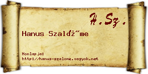 Hanus Szalóme névjegykártya